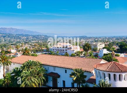 Red Tile Rooftops in Santa Barbara Stock Photo