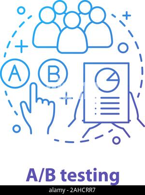 A/B testing concept icon. Lead generation. Advertising campaign idea thin line illustration. Digital marketing metrics, tools. Vector isolated outline Stock Vector