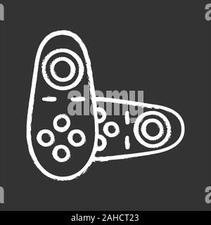 VR controller chalk icon. Virtual reality wireless gamepad. VR game console, remote control. Isolated vector chalkboard illustration Stock Vector