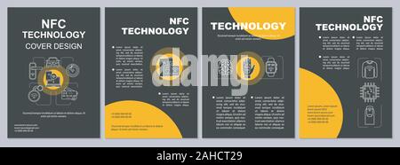 NFC technology brochure template layout. Contactless payment. Flyer, booklet, leaflet print design with linear illustrations. AI. Vector page layouts Stock Vector