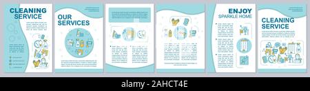 Cleaning service brochure template. Household chores. Flyer, booklet, leaflet print design. Housework, housekeeping. Maid service. Office, house clean Stock Vector