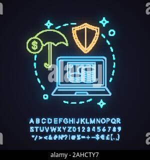 Payment security neon light concept icon. E-payment. Safe money transaction idea. Online banking. Finance insurance. Digital investment. Glowing alpha Stock Vector