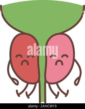 Smiling human internal organs characters color icons set. Happy tongue, brain, spleen, kidneys. Healthy oral cavity, nervous, lymphatic, urinary syste Stock Vector