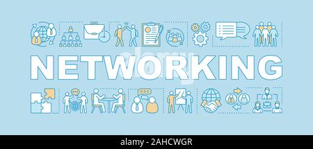 Networking word concepts banner. Team building. Negotiations. Isolated lettering typography idea with linear icons. HR management. Business partners. Stock Vector