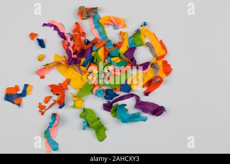 Background of multi-colored plasticine,Abstract art background. top view close up flat lay copy space Stock Photo