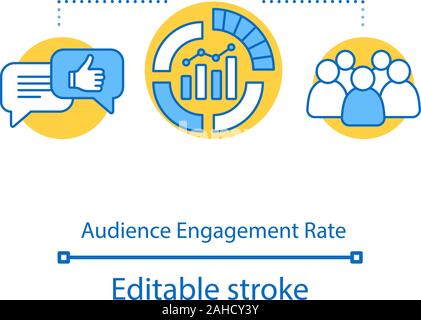Audience engagement rate concept icon. SMM metrics, tools. Social media measurement and analytics idea thin line illustration. Vector isolated outline Stock Vector