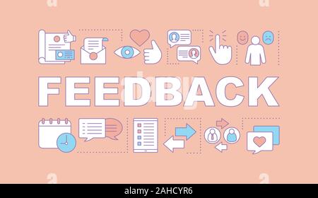 Feedback word concepts banner. Customer satisfaction. Isolated lettering typography idea with linear icons. Employee engagement. Reviews and advices. Stock Vector