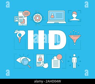 IID word concepts banner. Internet identity. Person identification. Avatar, profile, account. Presentation, website. Isolated lettering typography ide Stock Vector