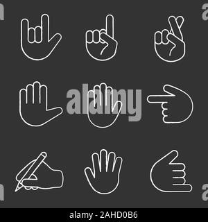 Hand gesture emojis color icons set. Begging, applause, handshake, left and  right fists, peace, rock on, OK gesturing. Shaking, cupped, clapping hands.  Isolated vector illustrations 8342088 Vector Art at Vecteezy