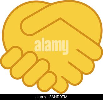 Handshake gesture color icon. Shaking hands emoji. Friends meeting. Agreement, deal, contract. Trust. Isolated vector illustration Stock Vector