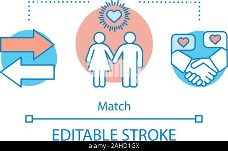 Online dating concept icon. Romantic matchmaking idea thin line illustration. Find love, perfect match. Internet date search. Couple hold hands. Vecto Stock Vector