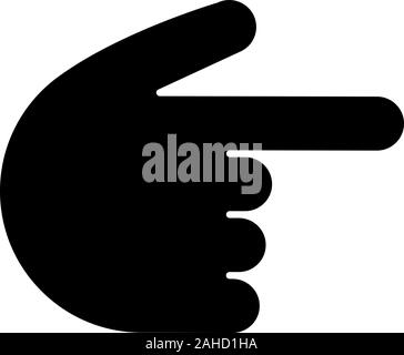 Backhand index pointing right glyph icon. Silhouette symbol. Turn right finger pointer. Hand gesture emoji. Negative space. Vector isolated illustrati Stock Vector