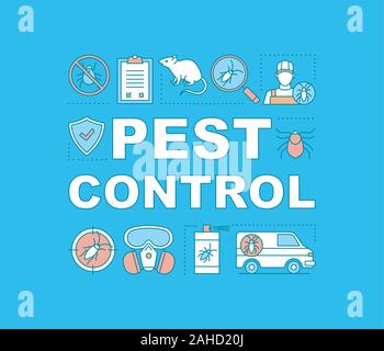 Pest control word concepts banner. Pesticide. Presentation, website. Isolated lettering typography idea with linear icons. Animal, insects repellent. Stock Vector