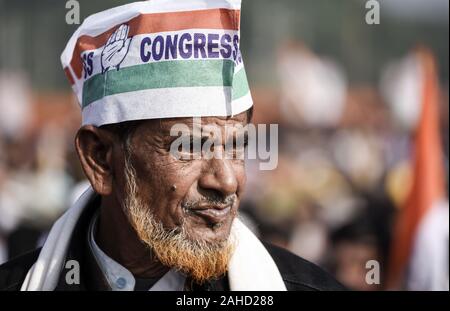 Guwahati, Assam, India. 28th Dec, 2019. Supporters of India's main opposition Congress party during a protest rally against a new citizenship law, in Guwahati. Credit: David Talukdar/ZUMA Wire/Alamy Live News Stock Photo
