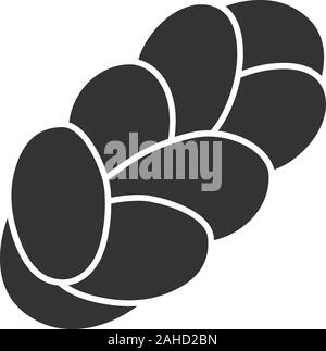 Challah glyph icon. Holiday jewish braided bread. Challot, challos. Silhouette symbol. Negative space. Vector isolated illustration Stock Vector