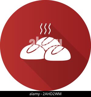 Dinner rolls flat design long shadow glyph icon. Round buns. Vector silhouette illustration Stock Vector