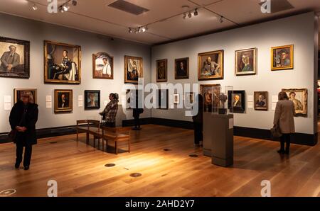 Visitors inside the National Portrait Gallery, London, England, UK.