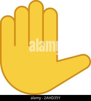Raised hand emoji color icon. High five. Stop hand gesture. Palm. Counting five. Isolated vector illustration Stock Vector