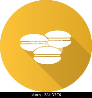 Macarons flat design long shadow glyph icon. Vector silhouette illustration Stock Vector