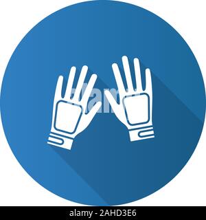 Gloves flat design long shadow glyph icon. Vector silhouette illustration Stock Vector