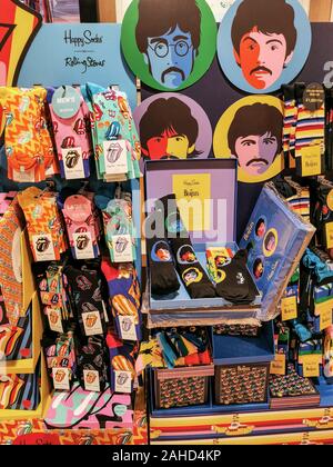 BEATLES AND ROLLING STONES SOCKS,TOWER RECORDS TOKYO Stock Photo