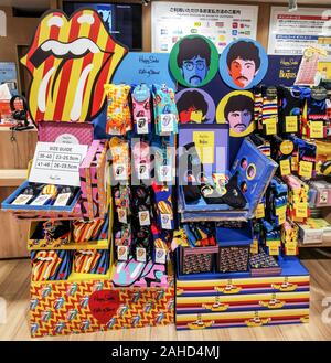 BEATLES AND ROLLING STONES SOCKS,TOWER RECORDS TOKYO Stock Photo