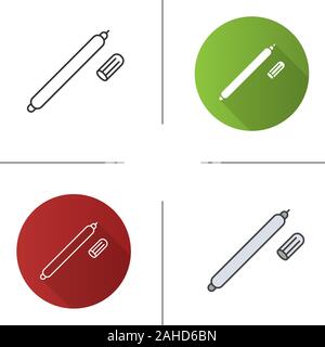 Fabric marker pen icon. Flat design, linear and color styles. Isolated vector illustrations Stock Vector