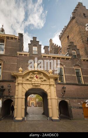 Entrance gate of the Binnenhof, seat of the dutch parliament in Den Haag (the Hague), Netherlands Stock Photo