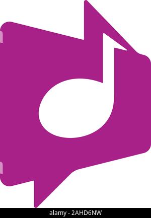 Music note and speech bubble symbol. Music and communication icon design. Stock Vector