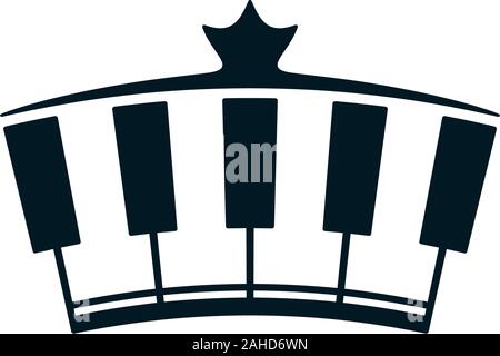 Piano keyboard symbol with crown. Musical instrument vector icon. Royal concept design. Stock Vector