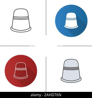 Sewing thimble icon. Flat design, linear and color styles. Finger protector. Isolated vector illustrations Stock Vector