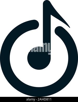 Flat music note symbol with circle. Musical logo template power switch symbol. Stock Vector