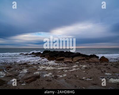 A Small Breakwater On A Beach In Sandwich Massachusetts Stock Photo