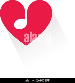 Music note icon and heart shape. Music and love concept design. Stock Vector