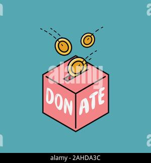 Donate, finance symbol. Fundraising in donation box vector Stock Vector