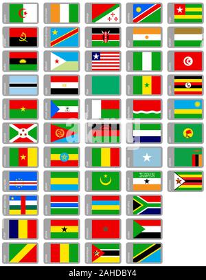 large vector flags set of african countries Stock Vector