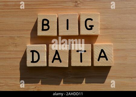 Big Data, business jargon, words in 3d wooden alphabet letters on a wood background Stock Photo