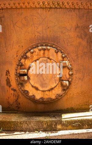 detail of steel pipe and rioted plate at the Sloss Furnace National ...
