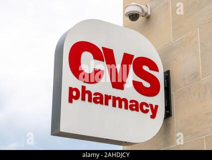 STORRS, CT/USA - SEPTEMBER 26, 2019: CVS Pharmacy store exterior and sign. Stock Photo