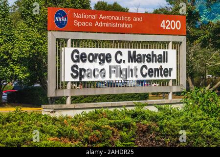 Sign at Marshall Space Flight Center in Huntsville, Alabama. Stock Photo
