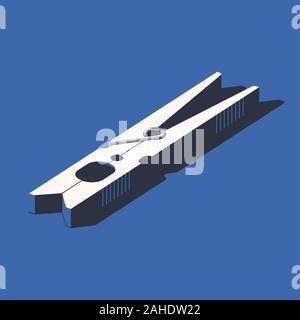 One white pin on blue background. Isometric concept Stock Vector