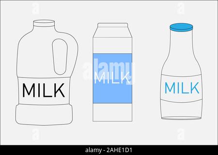 Set white package with a inscription milk Stock Vector