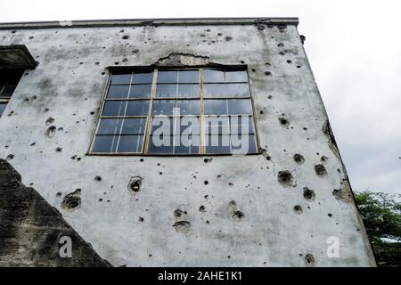 Bullet Marks on Wall Stock Photo