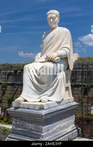 Statue of Frederick North, The 5th Earl of Guilford In Boschetto Gardens, Corfu, Greece Stock Photo