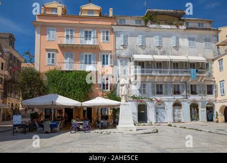 Statue of Greek Prime Minister Georgios Theotokis in Heroes Square, Corfu Old Town, Greece Stock Photo