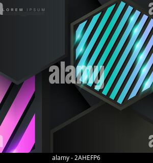 abstract vector background . gray hexagon with shadow and light.Vector Illustration For Wallpaper, Banner, Background, Card, landing page , etc Stock Vector
