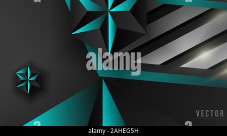 Abstract geometric vector background.shape hexagon and triangle color blue, gray, and black . Vector Illustration For Wallpaper, Banner, Background Stock Vector