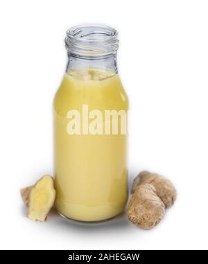 Ginger Juice as detailed close-up shot isolated on white background (selective focus) Stock Photo