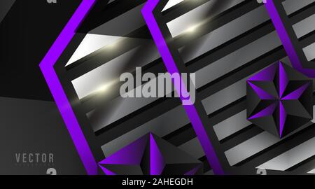 Abstract geometric vector background.shape hexagon, stripe, and triangle with color gradient , purple, white, gray, and black . Vector Illustration Stock Vector