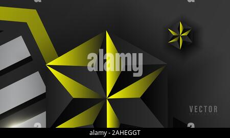 Abstract geometric vector background.shape hexagon, stripe, and triangle with color gradient ,yellow , white, gray, and black . Stock Vector